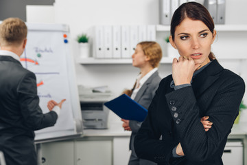 business woman worry in office