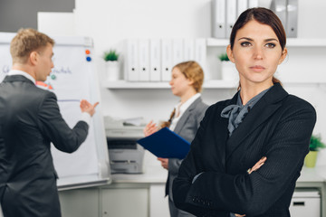 business woman worry in office