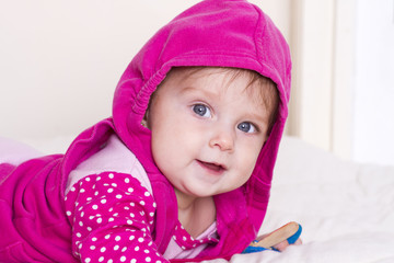 cute baby girl wearing hood