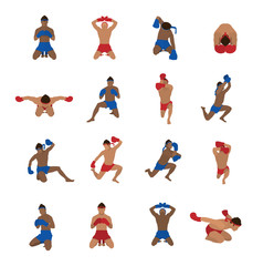 Vector set of thai boxing, muay thai, kick boxing, thai boxer