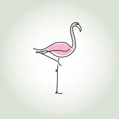 Fototapeta premium Flamingo in a minimal line style vector