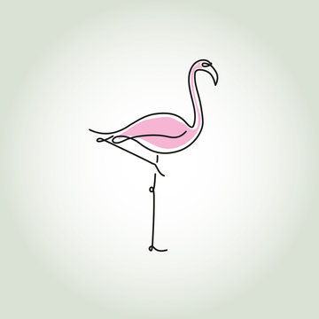 Flamingo in a minimal line style vector