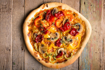 Vegan pizza with vegetables