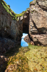Sea cave in Cudillero, Asturias, Spain