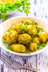 Steamed potato curry, Indian style food.
