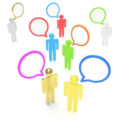 people with talk bubbles isolated over a white background. 3d rendering.