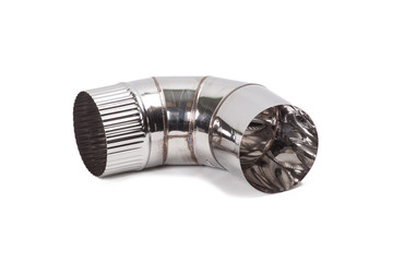 fitting detail, corner of metal tin funnel isolated on white