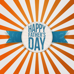 Happy Fathers Day greeting Tag with blue Text