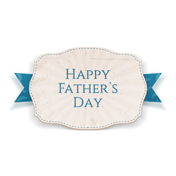 Happy Fathers Day realistic Banner with blue Type
