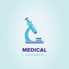 Vector logo microscope. Research sign, creative design illustration