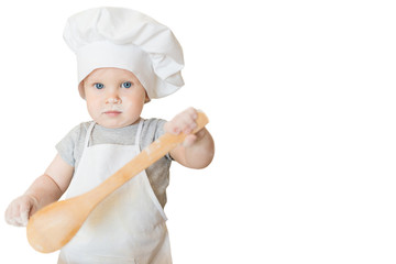 The little boy in a suit of the cook