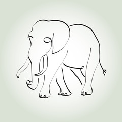 Elephant in minimal line style vector