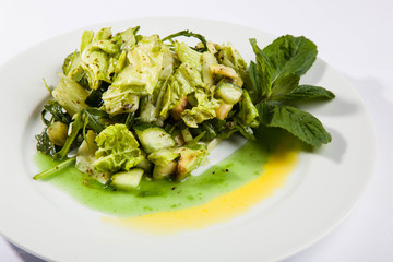 Salad with cucumber and salmon