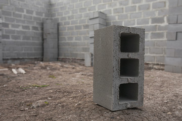 Stack of cement blocks at the construction site