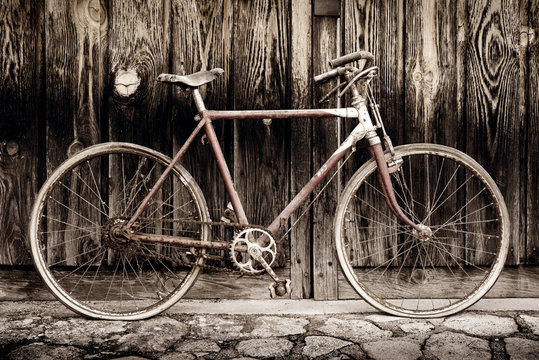 old bicycle sepia image