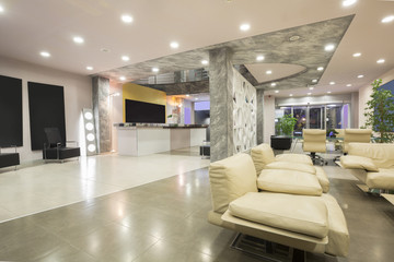 Modern luxury hotel lobby interior