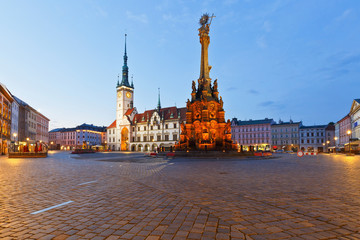 Naklejka premium Town hall in the main square of the old town of Olomouc, Czech Republic.