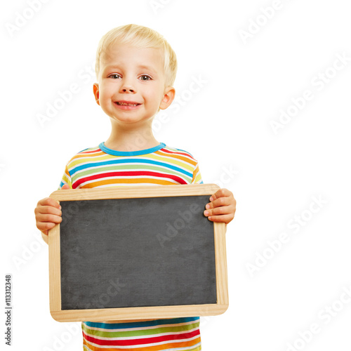 "Niedliches Kind hält leere Tafel" Stockfotos und lizenzfreie Bilder