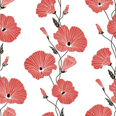 Seamless red and black floral pattern