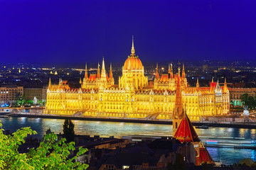 Fototapeta na wymiar Hungarian Parliament at evening. Budapest. One of the most beaut