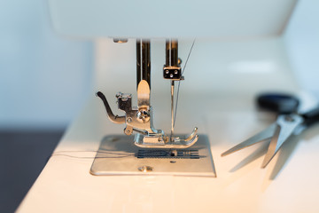 Sewing machine close, small depth of field