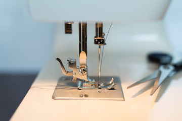 Sewing machine close, small depth of field