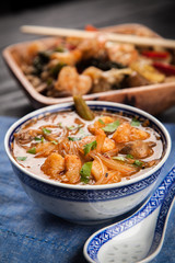 Asian shrimp soup and rice