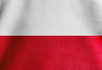 Fabric canvas texture background of Poland flag