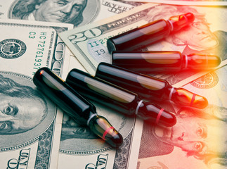 vials with a medical drug