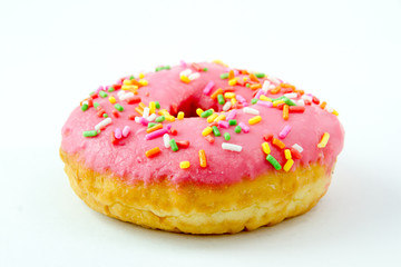 Donut with sprinkles isolated on white background