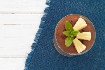 Homemade Chocolate Mousse with pineapple