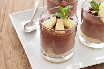Homemade Chocolate Mousse with pineapple
