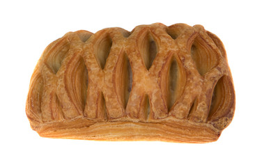 Baked puff pastry on a white background.