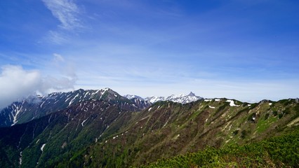 燕岳から大天井岳方面への稜線