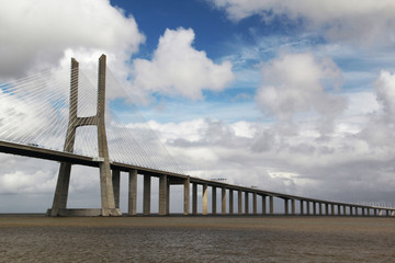 The Vasco da Gama Bridge, Lisbon, view from the Nations Park
