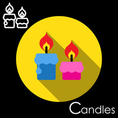 Candle icon with shadow. Vector illustration