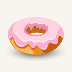 Hand drawn glazed ring donut. Modern stylish vector illustration isolated on white background.