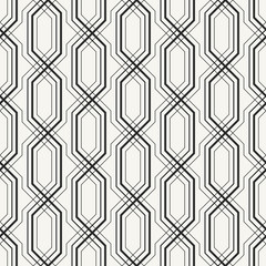 Modern stylish outlined geometric background with complex repeating structure of crossing lines. Vector seamless pattern. - 113322181