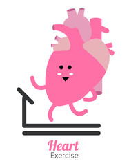Heart charactor vector design fitness for smart heart with running