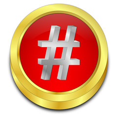 Hashtag Button - 3D illustration