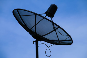 Antenna communication satellite dish with blue sky