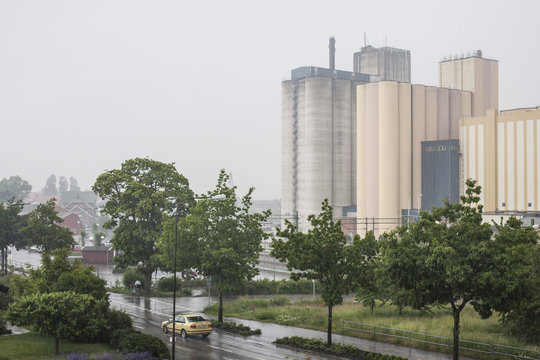 View of city during rainy season
