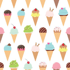 Ice cream cone seamless pattern background.