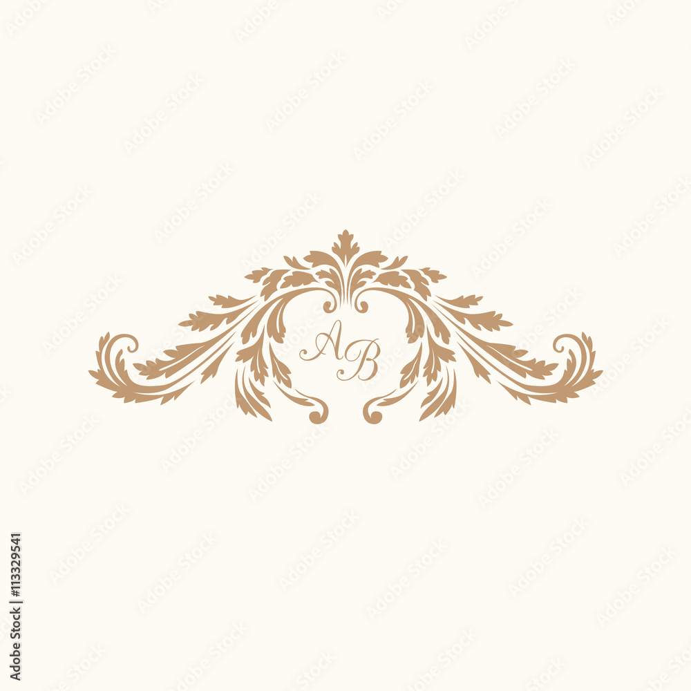 Wall mural vintage monogram template