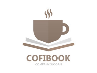 Vector book and a cup of coffee logo concept