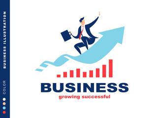 Businessman flying to success, illustration