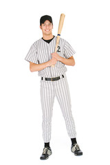 Baseball: Smiling Player Holds Baseball Bat © seanlockephotography