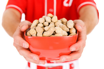 Baseball: Close Up of Bowl Of Peanuts
