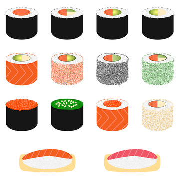 Set of sushi, vector illustration