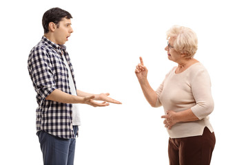 Man arguing with a mature woman